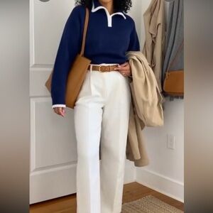 Preppy collared Navy Women's V-Neck Sweater